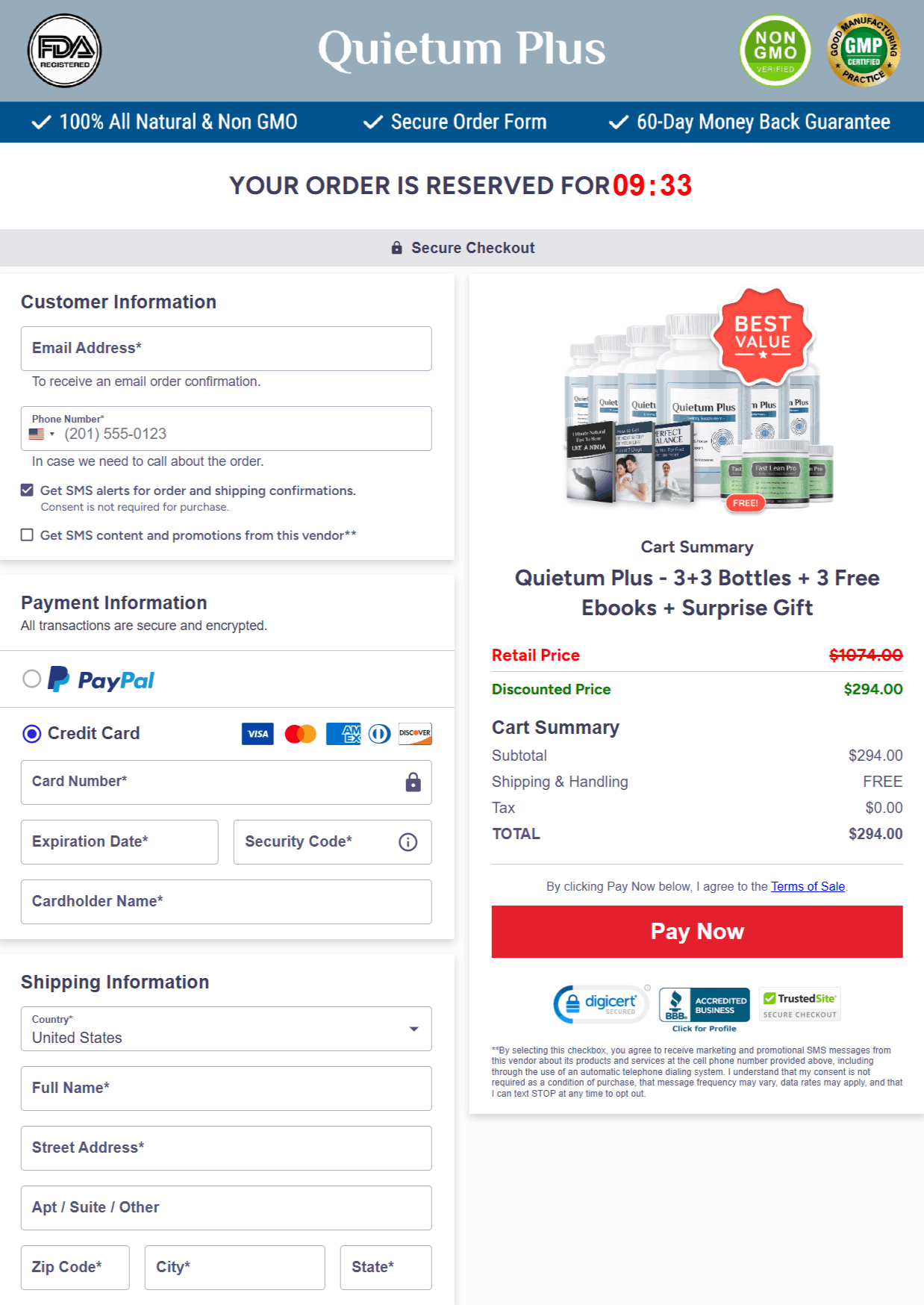  Quietum Plus Checkout page